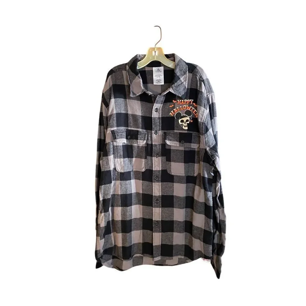 Walt Disney World, happy Halloween trick-or-treat plaid flannel shirt, size smal